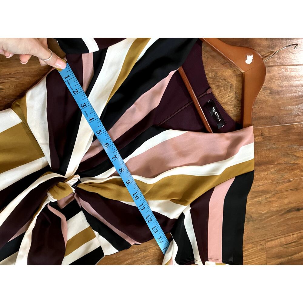 4SI3NNA Vertical Stripe Midi Dress Tie Front Fits Size Small DAY DRESS FEMININE - Picture 6 of 10